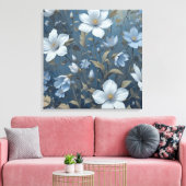 Blue Floral Botanic Muster AI Digital Wall Art Leinwanddruck (Insitu (Wohnzimmer))