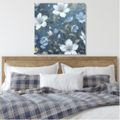 Blue Floral Botanic Muster AI Digital Wall Art Leinwanddruck (Insitu (Schlafzimmer))