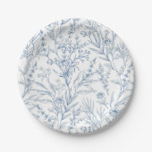 Blue Floral Botanical Baby Duschpapier Teller (Vorderseite)