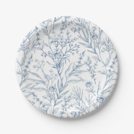 Blue Floral Botanical Baby Duschpapier Teller