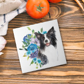 Blue Floral Bouquet Border Collie Fliese
