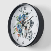 Blue Floral Bouquet Dalmatiner Dog Uhr (Winkel)