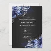BLUE FLORAL BOUQUET ELEGANT JEDEN ANLASS SCHWARZ EINLADUNG (Vorderseite)