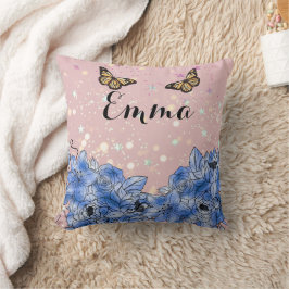 Blue Floral bouquet in the blooming garden Kissen