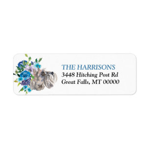 Blue Floral Bouquet Miniature Schnauzer Dog