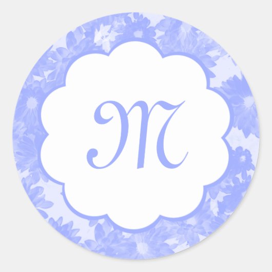Blue Floral Bouquet Monogram Initial Stickers (Vorderseite)