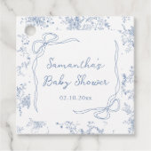Blue Floral Bow Baby Dusche Geschenkanhänger (Vorderseite)