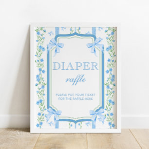 Blue Floral & Bow Baby Duschkabine Windelwanne Raf Poster