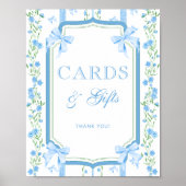 Blue Floral & Bow Cards und Geschenke Poster (Vorne)