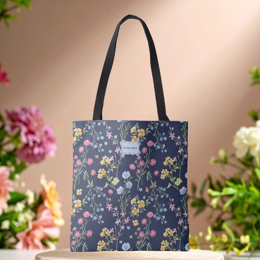Blue Floral Bow Chic Trendy unique Tasche