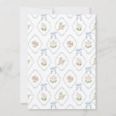 Blue Floral Bow Elegant Christian Girl Baptism Einladung (Rückseite)