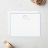 Blue Floral Bow Nursery Note Card – Personalized Mitteilungskarte (Vorderseite/Rückseite Beispiel)