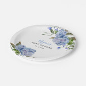 Blue Floral Boy Baby Dusche Pappteller (Schrägansicht)