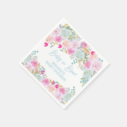 Blue Floral Boy Baby Dusche Serviette (Ecke)