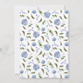 Blue Floral Boy Baby Foto Geburtsankündigung Ankündigung (Rückseite)