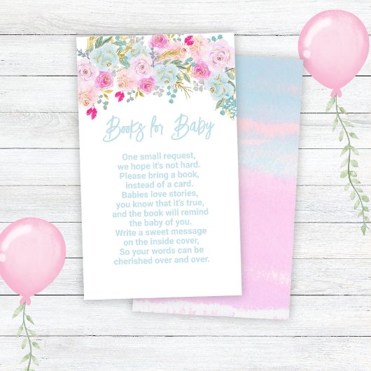 Blue Floral Boy Baby Showbücher für Baby Begleitkarte