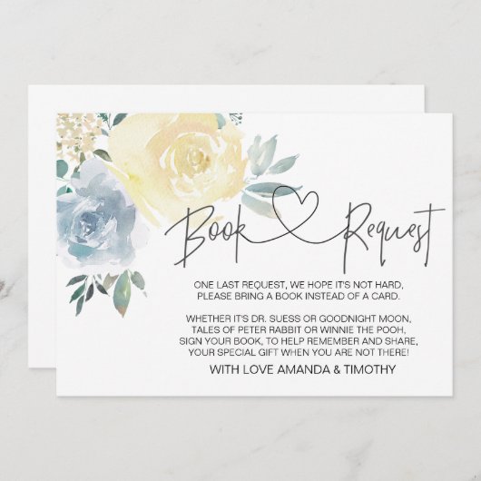 Blue Floral Boy Baby Showbucher Karten (Vorne/Hinten)