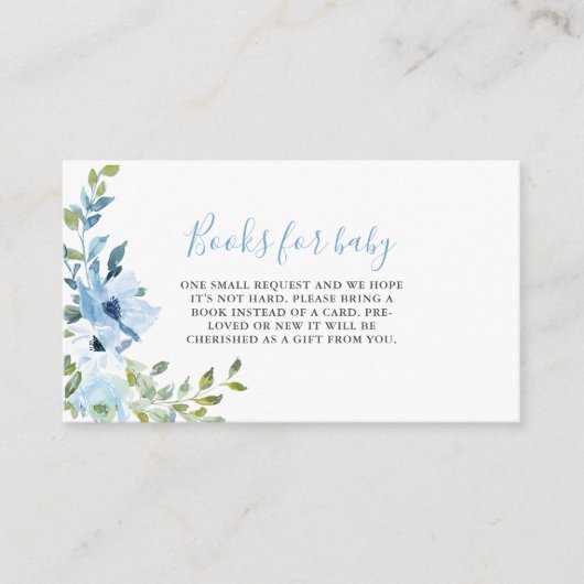 Blue Floral Boy Babydusche Bücher für Baby Begleitkarte (Vorderseite)