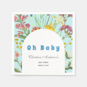 Blue Floral Boy Elegant Square Baby Dusche Serviette (Vorderseite)