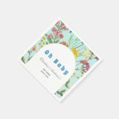 Blue Floral Boy Elegant Square Baby Dusche Serviette (Ecke)