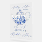 Blue Floral Brautparty Begrüßungszeichen Acrylschild (Winkel)