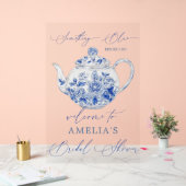 Blue Floral Brautparty Begrüßungszeichen Acrylschild (Hochzeit)