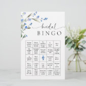 Blue Floral Brautparty Bingo Game Briefpapier (Stehend Vorderseite)
