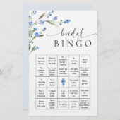 Blue Floral Brautparty Bingo Game Briefpapier (Vorne/Hinten)