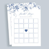 Blue Floral Brautparty Bingo Game Cards Einladung