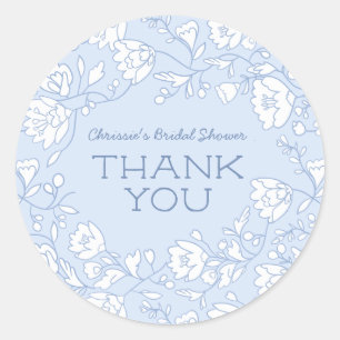 Blue Floral Brautparty Danke Stickers