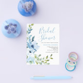 Blue Floral Brautparty Einladung Flyer (Einzeln)
