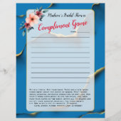 Blue Floral Brautparty Eisbrecher 💕 5 Word Spaß (Vorderseite)