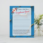 Blue Floral Brautparty Eisbrecher 💕 5 Word Spaß (Stehend Vorderseite)