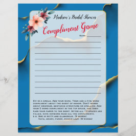 Blue Floral Brautparty Eisbrecher 💕 5 Word Spaß