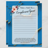 Blue Floral Brautparty Eisbrecher 💕 5 Word Spaß (Vorne/Hinten)