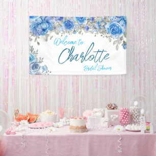 Blue Floral Brautparty Grosses Party Signierungsba Banner