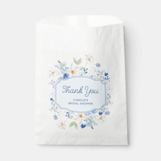Blue Floral Brautparty Paper Fevor Bags Geschenktütchen (Vorderseite)
