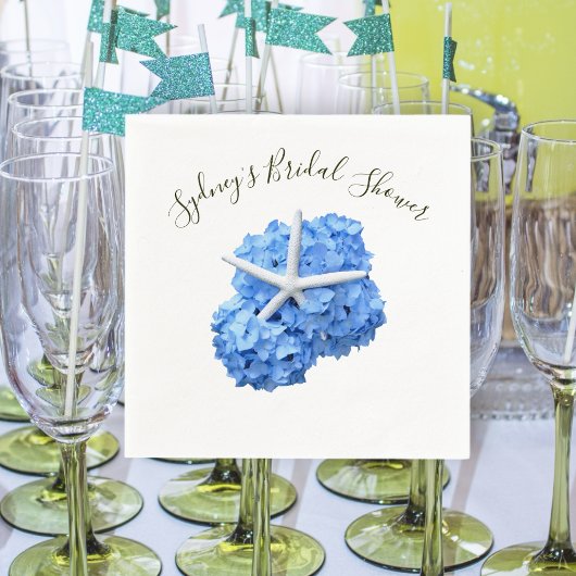 Blue Floral Brautparty Personalisiert Napkins Serviette