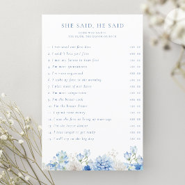 Blue Floral Brautparty Sie sagte, er sagte