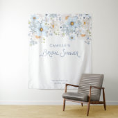 Blue Floral Bridal Bridal Shower Backdrop Banner Wandteppich (Beispiel)