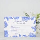 blue Floral Bridal Shower Advice and Wishes Briefpapier (Stehend Vorderseite)