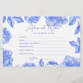 blue Floral Bridal Shower Advice and Wishes Briefpapier