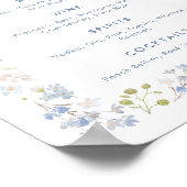 Blue Floral Bridal Shower Bar Menu Poster (Ecke)
