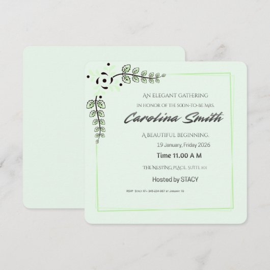 Blue Floral Bridal Shower Invitation | Editable Sp Einladung (Vorne/Hinten)