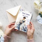 Blue Floral Bridal Shower Invitation Einladung