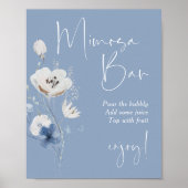 Blue Floral Bridal Shower Mimosa Sign Poster (Vorne)