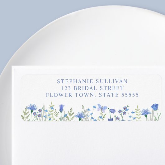  Blue Floral Bridal Shower Return Address