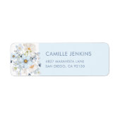 Blue Floral Bridal Shower Return Address Label (Vorne)