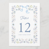 Blue Floral Bridal Shower Table Number Card Einladung (Rückseite)