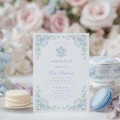 Blue Floral Bridal Tea Party Einladung